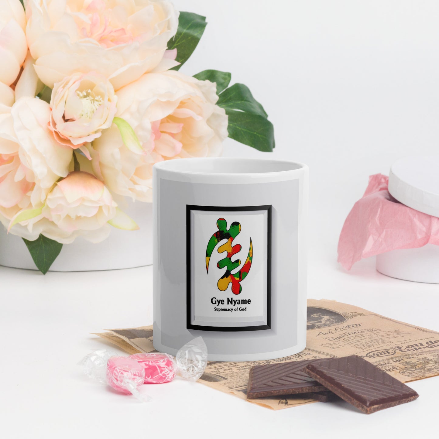 White glossy Gyname mug